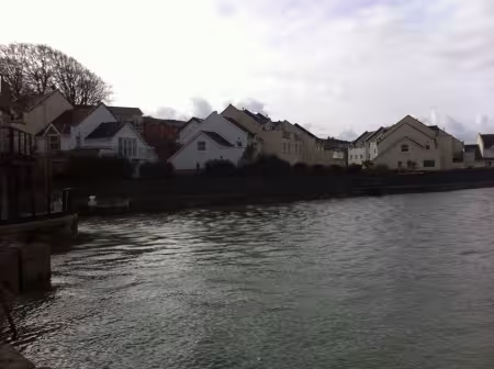 A photograph of Porthmadog at high tide
