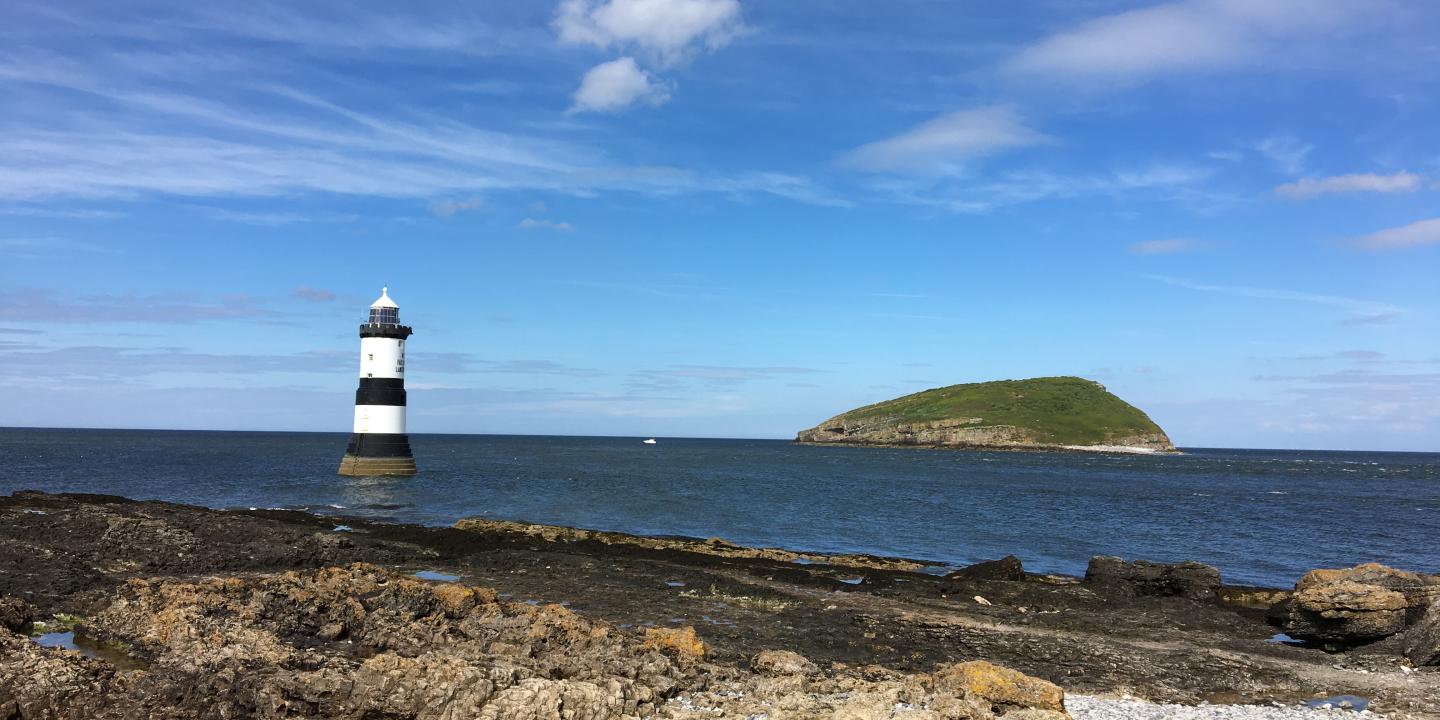 Lighthouse at Penmon, Anglesey, looking towards Puffin Island